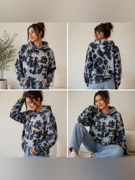 Pink Floyd Sweaters - Pink Floyd Dark Side of the Moon Tie Dye Hoodie Band Tee Size M